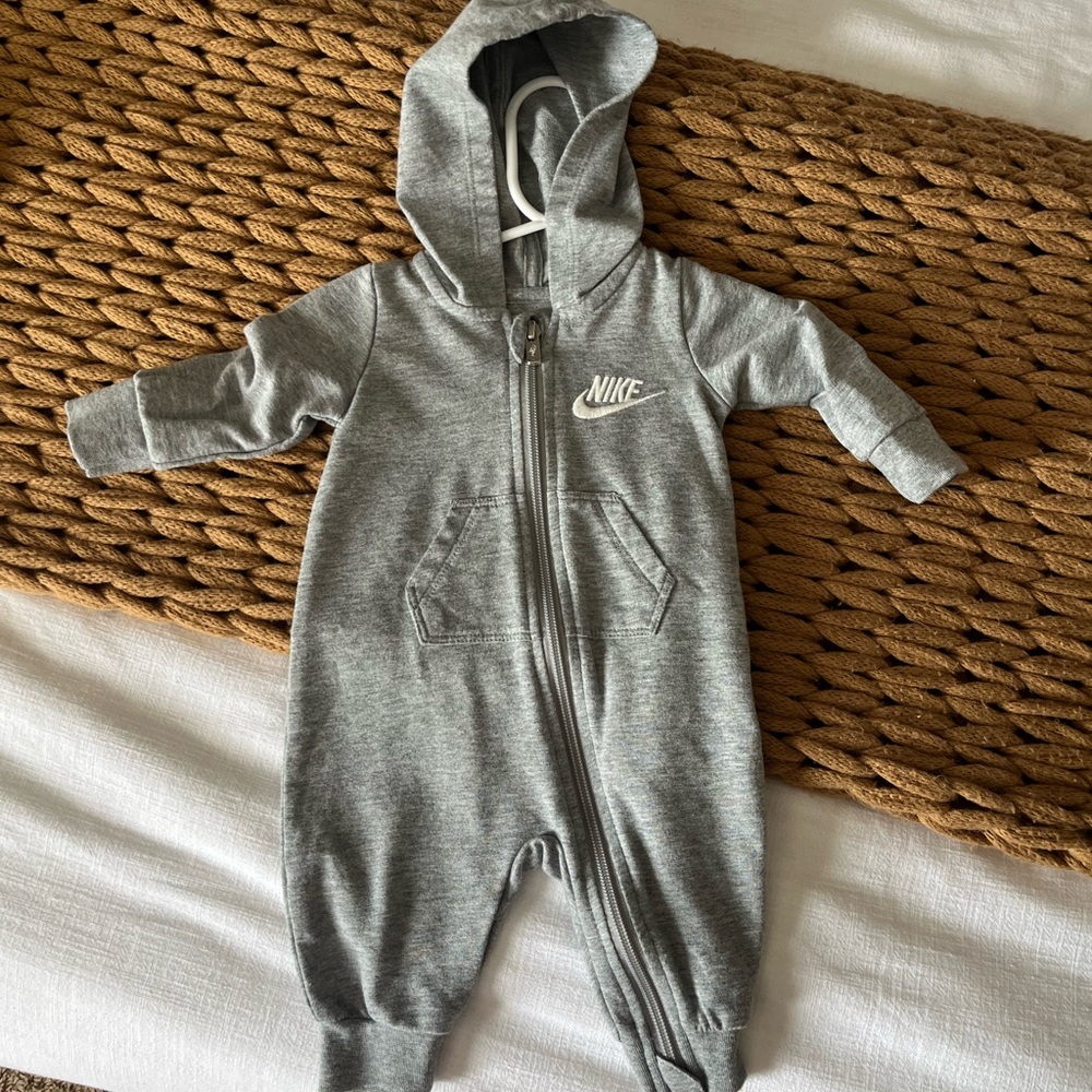 Nike Grey Hooded Zip Baby One-Piece